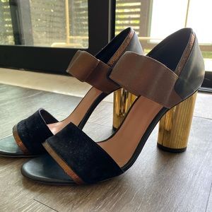 Glam Black and Gold Mirrored Max & Co Block Heels